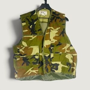 Vintage Duck Bay Camo Hunting Vest Mens  Cotton Game Pouch Large Fishing